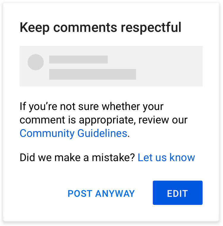 YouTube Will Now Remind You to Comment Respectfully