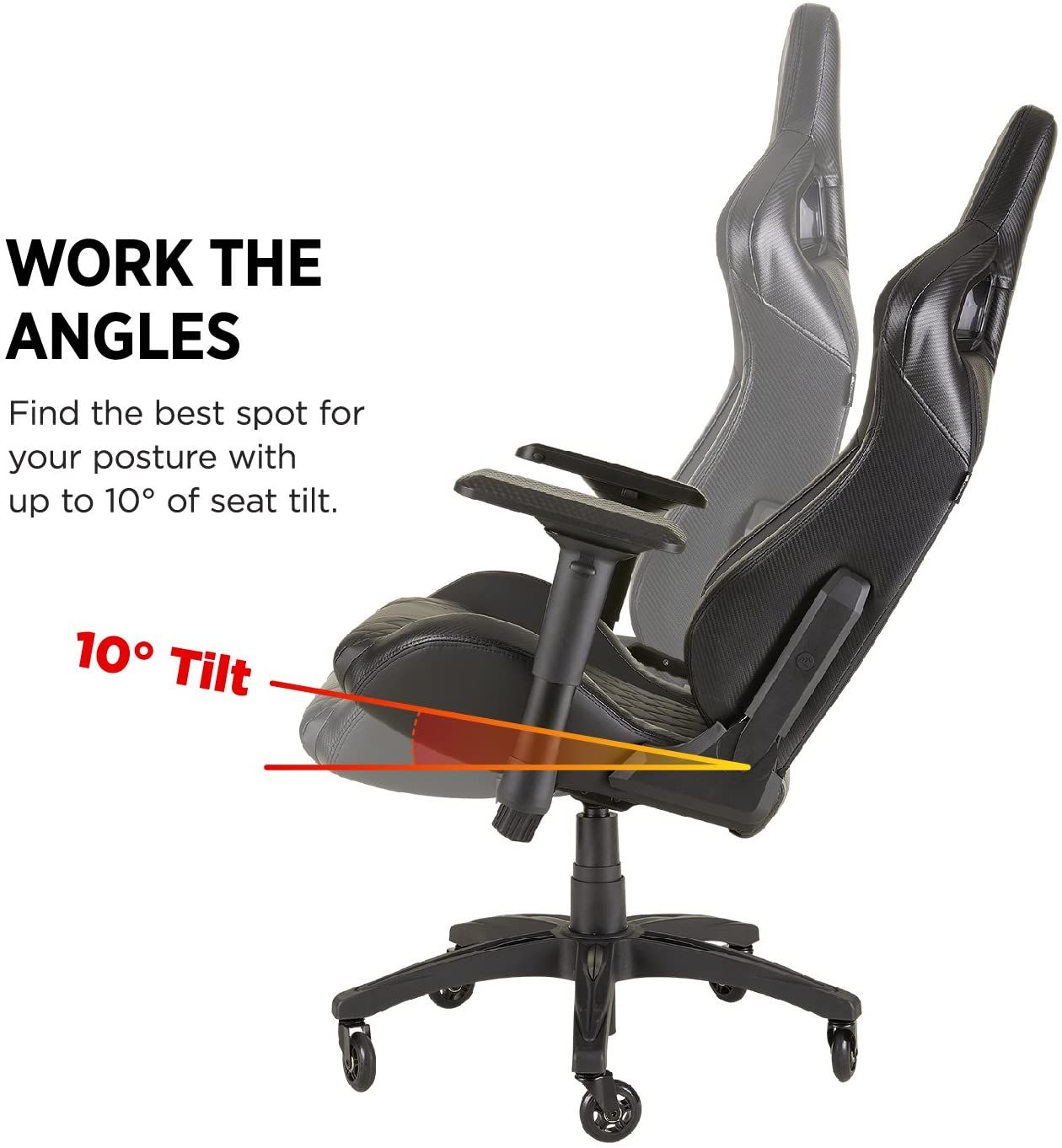 Corsair T1 Gaming Chair angles and tilt
