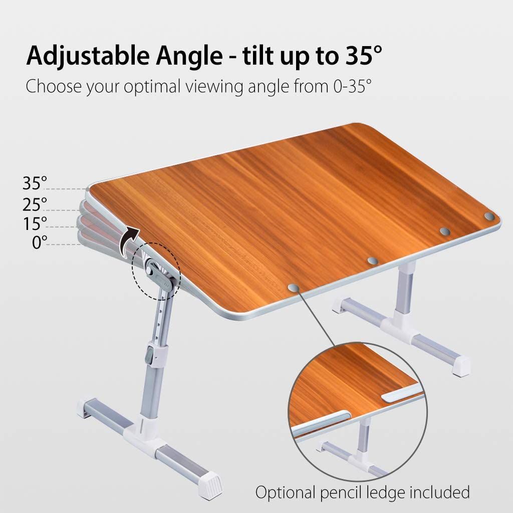 Neetto Height Adjustable Laptop Bed Desk tilt