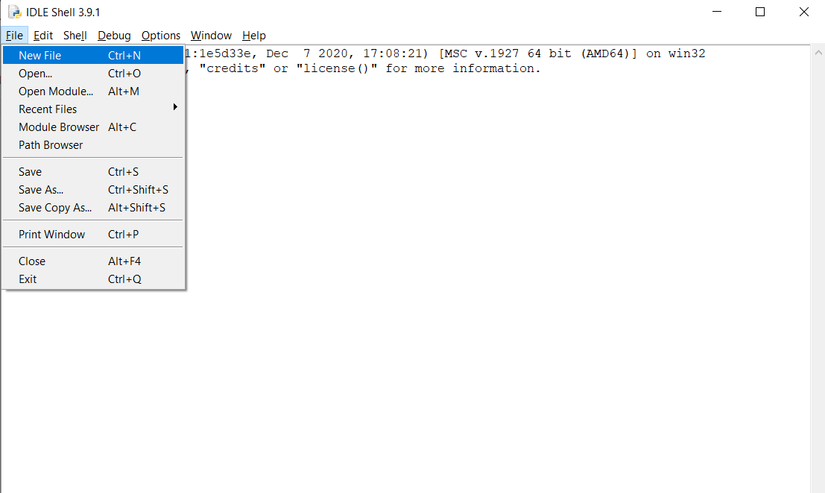 Open a new IDLE Editor in Python