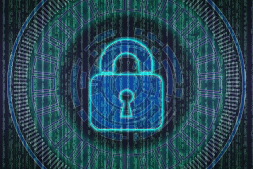 Illustration of lock and binary code