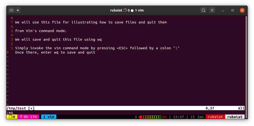 Image showing how to save and quit in Vim
