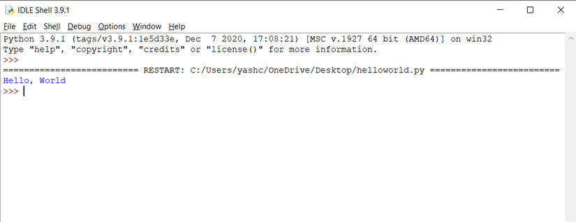 Hello World Output