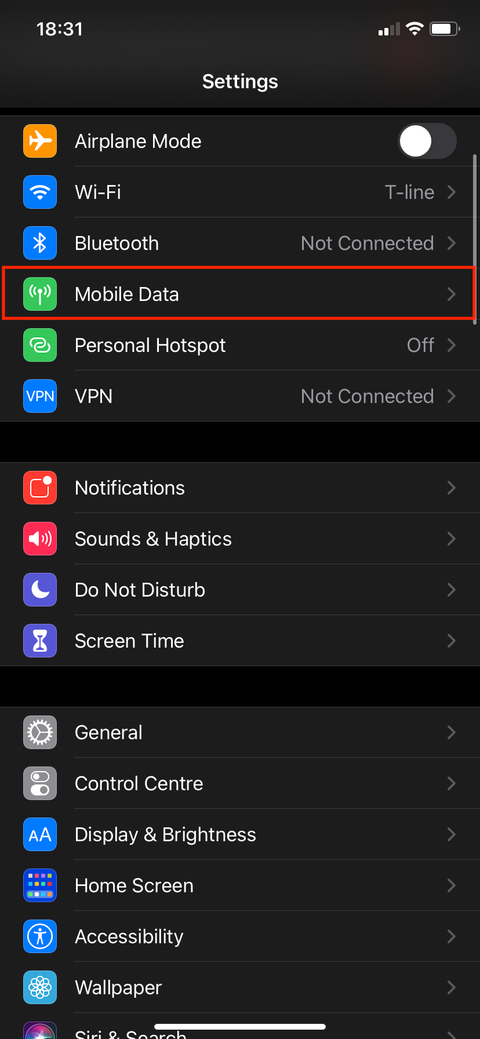 data usage information on iPhone