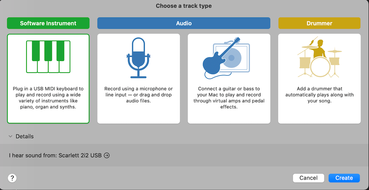 Tracking type. Midi Type c.