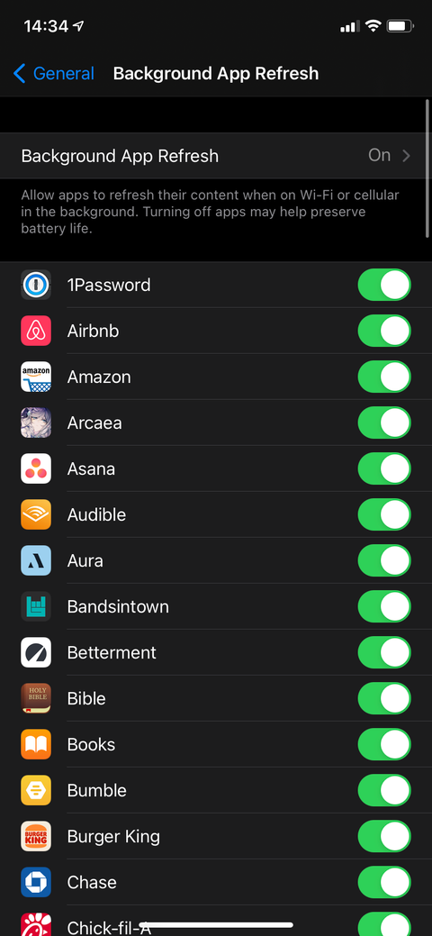 iPhone Background App Refresh