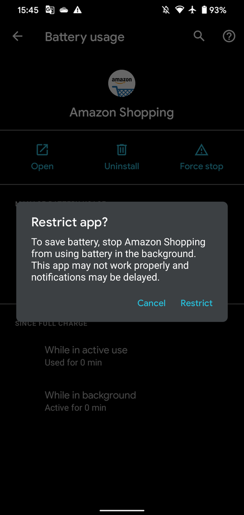 Android Confirm Battery Restriction App