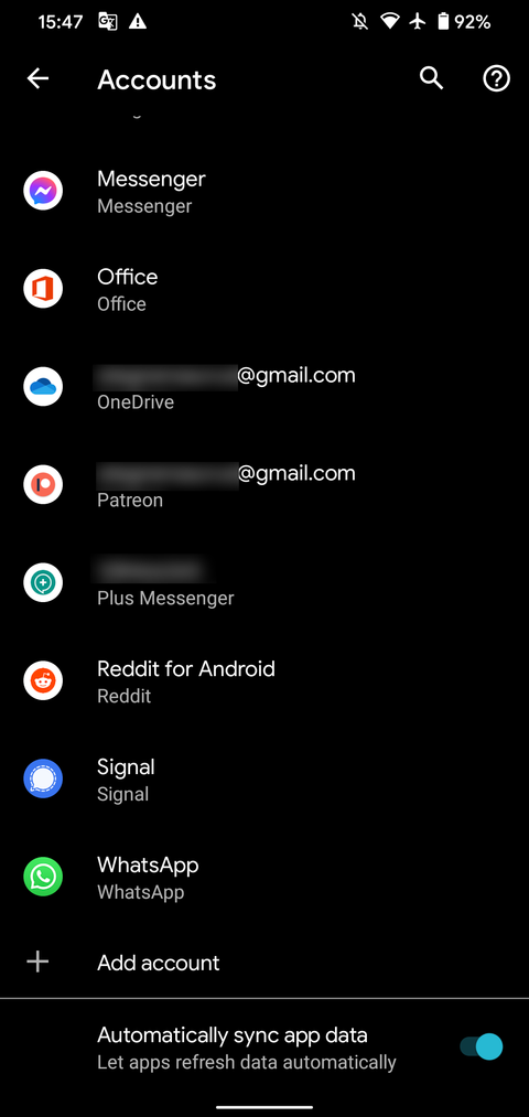 Android Account Sync Settings