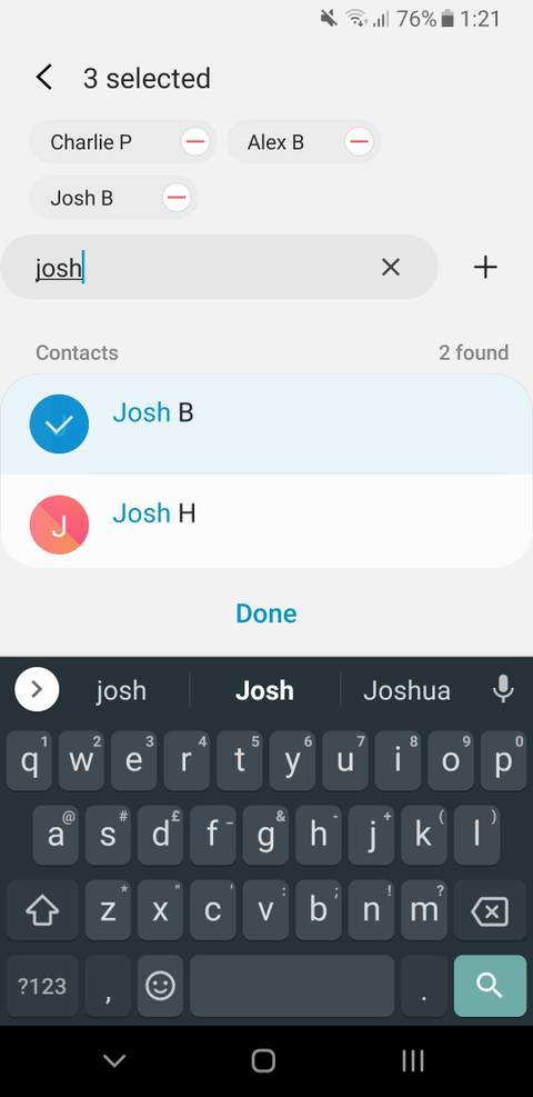 forward message android multiple names selected