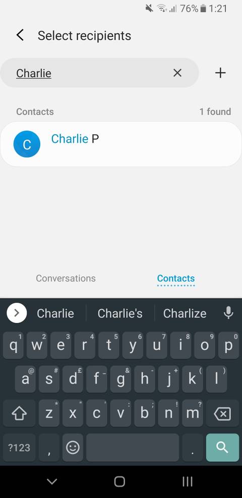 forward message android searching names