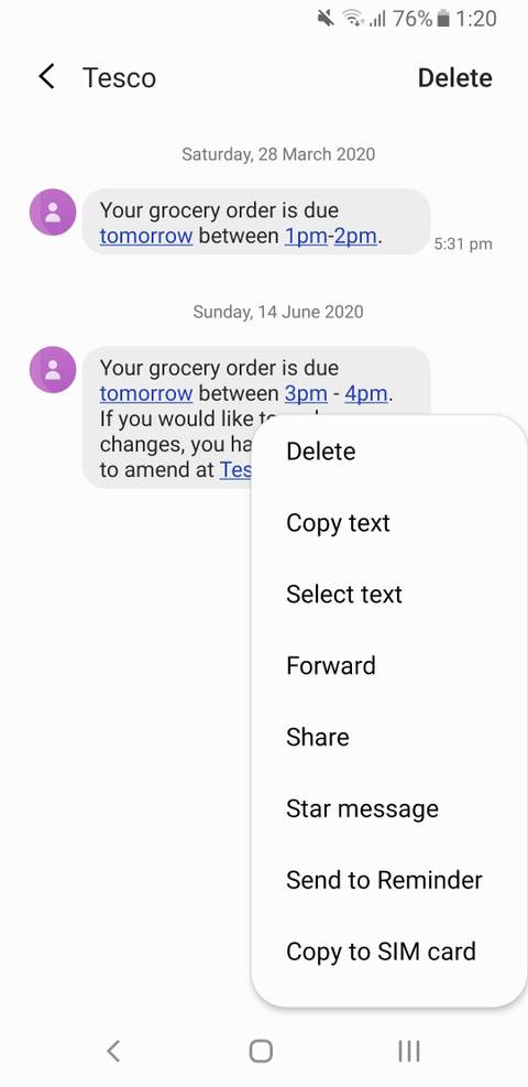 forward message android