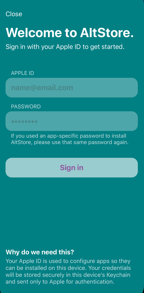 Screenshot of AltStore on an iPhone