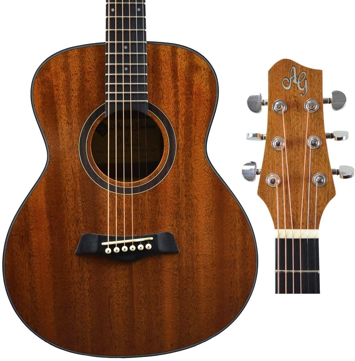 Antonio Giuliani Acoustic Mahogany Guitar front view and tuners