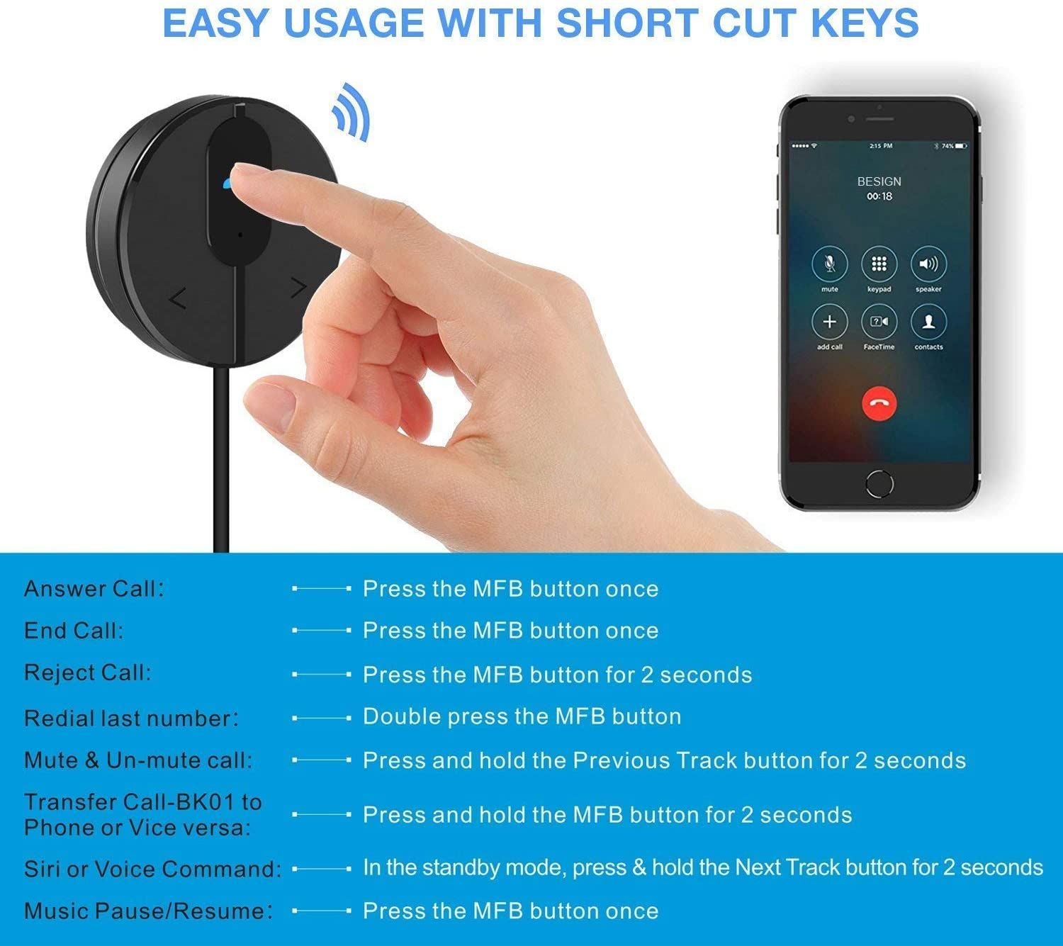 Besign BK01 shortcut keys