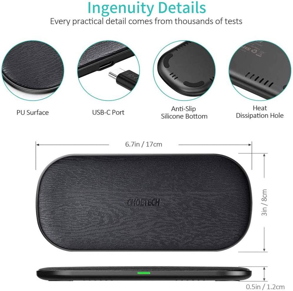 Choetech Dual Wireless Charger features