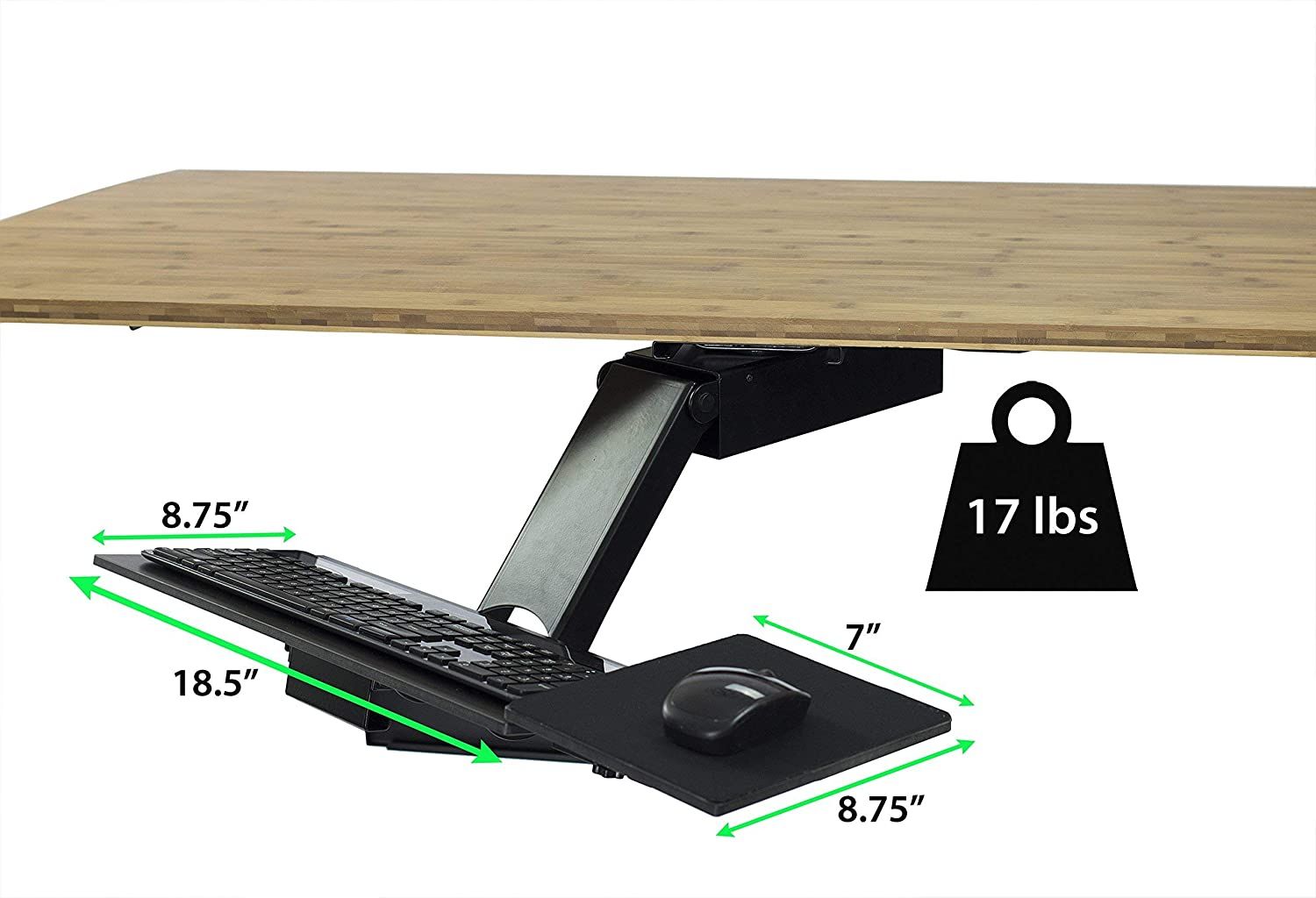KT2 Ergonomic SitStand Keyboard Tray size