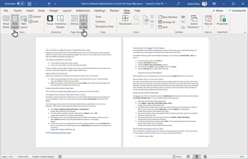 How to Read Pages Side-to-Side Like a Book in Microsoft Word