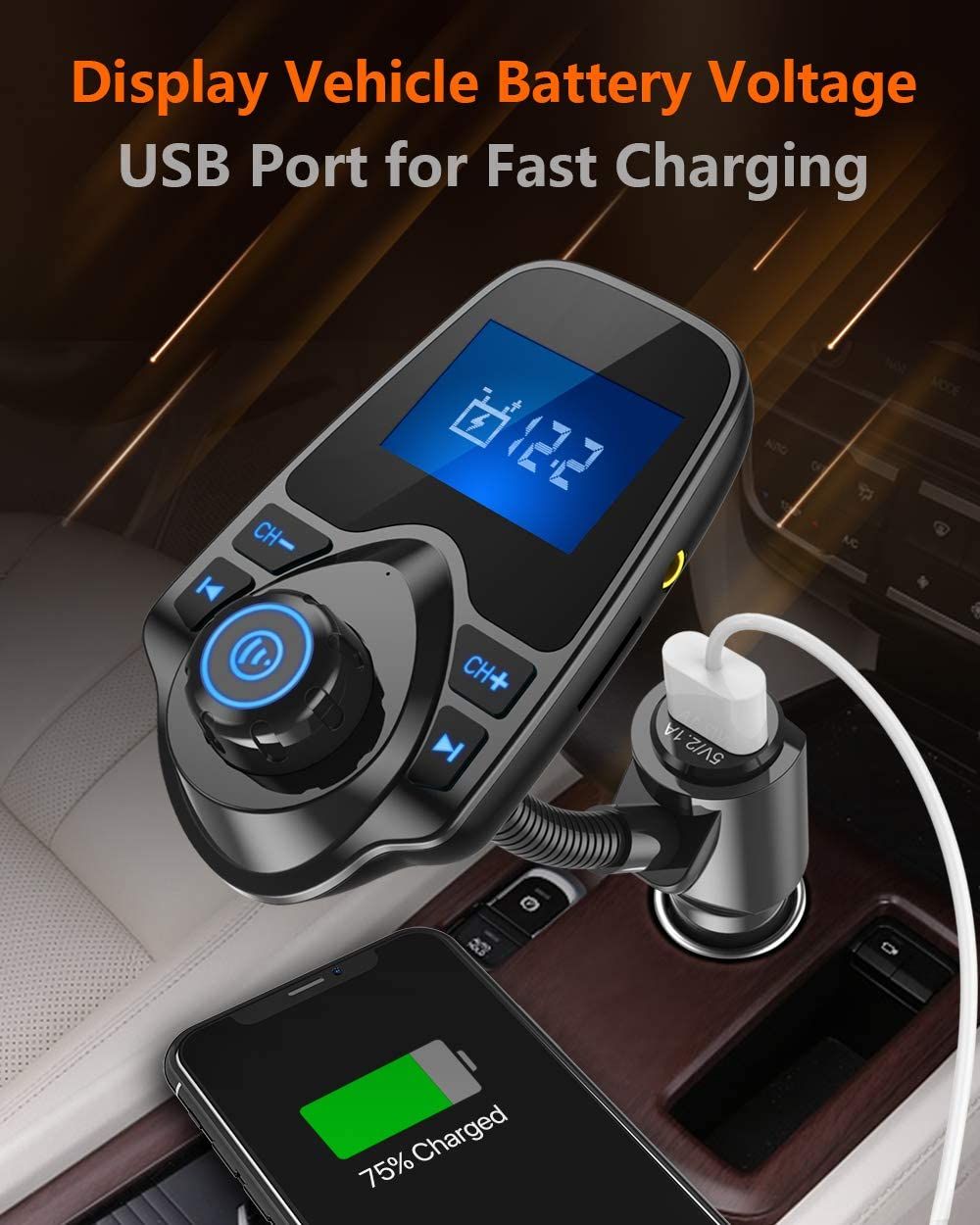 Nulaxy In-Car Bluetooth Receiver charger