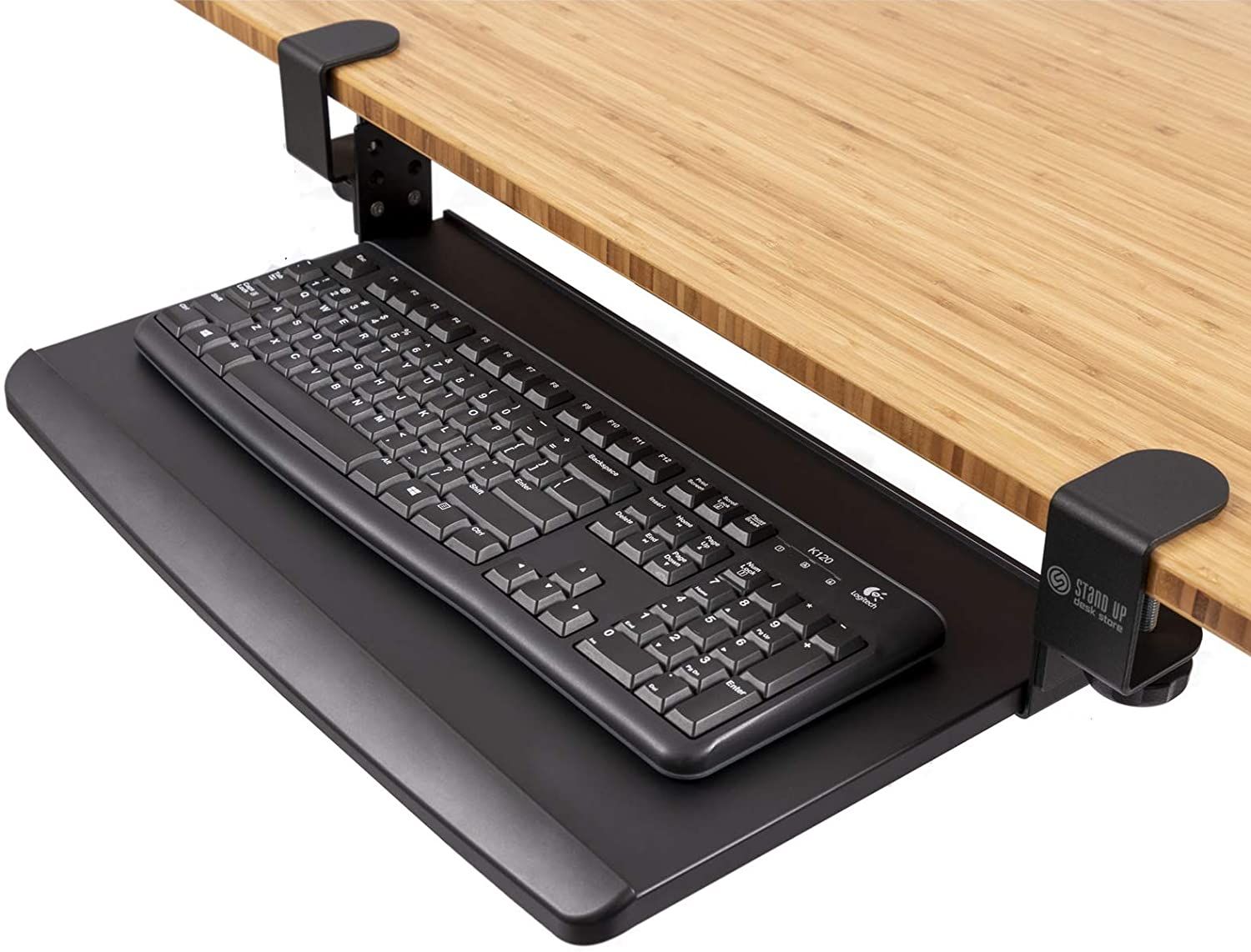 Stand Up Desk Store Clamp On Pull Out Keyboard Tray