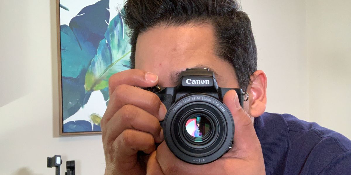 Matt H taking a photo with the Canon M50 Mark II