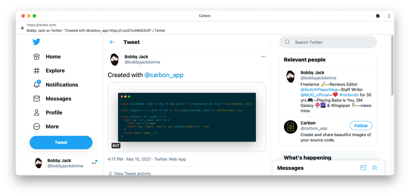 Easily Create Beautiful Source Code Images With Carbon