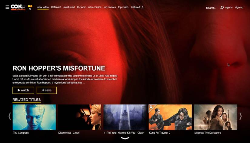 CONtv streaming service home page