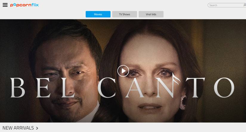 Popcornflix home page