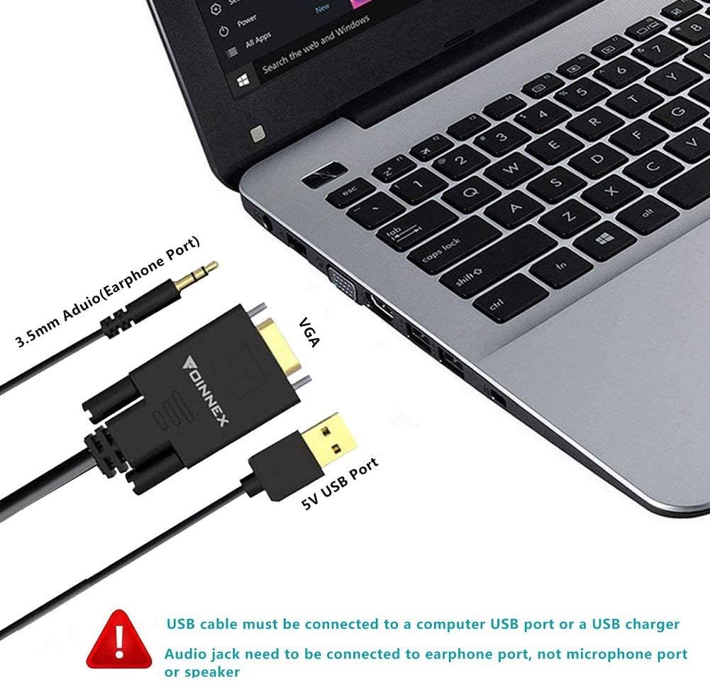 FOINNEX VGA to HDMI Adapter Cable how to connect PC