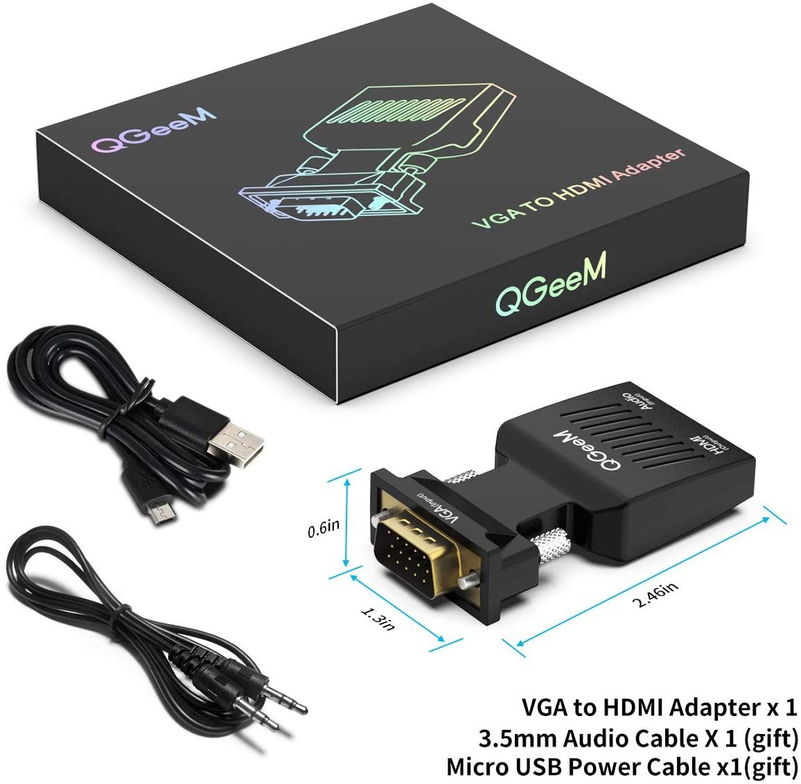 QGeeM VGA to HDMI Adapter cables