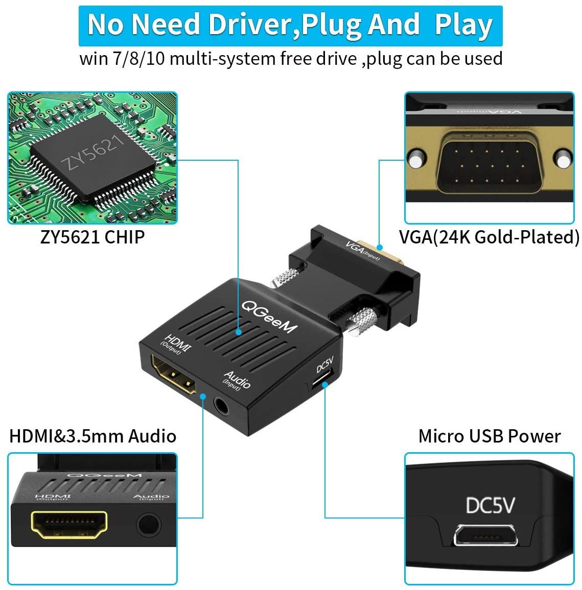 QGeeM VGA to HDMI Adapter design