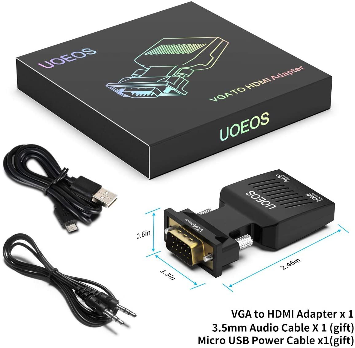 UOEOS VGA to HDMI Adapter cables