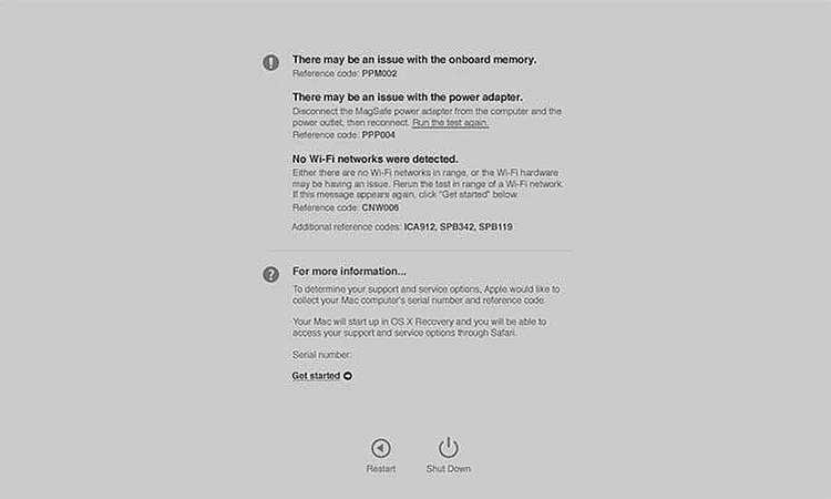 apple diagnostic test