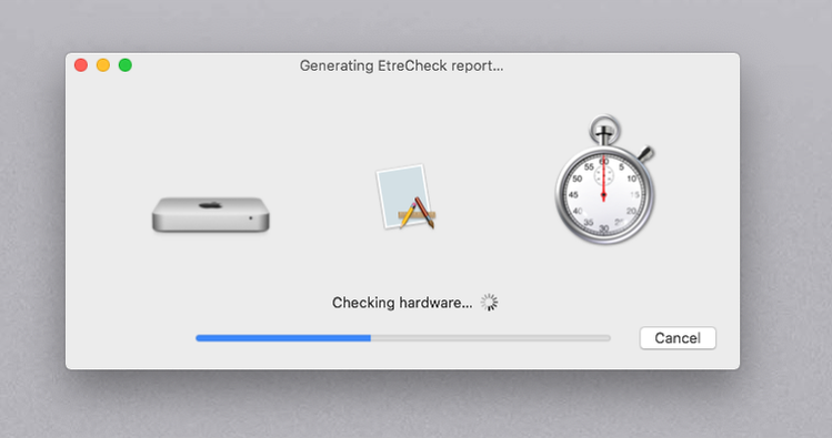 etrecheck scan ongoing for Mac
