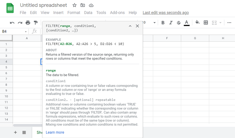 How to Use the FILTER Function in Google Sheets