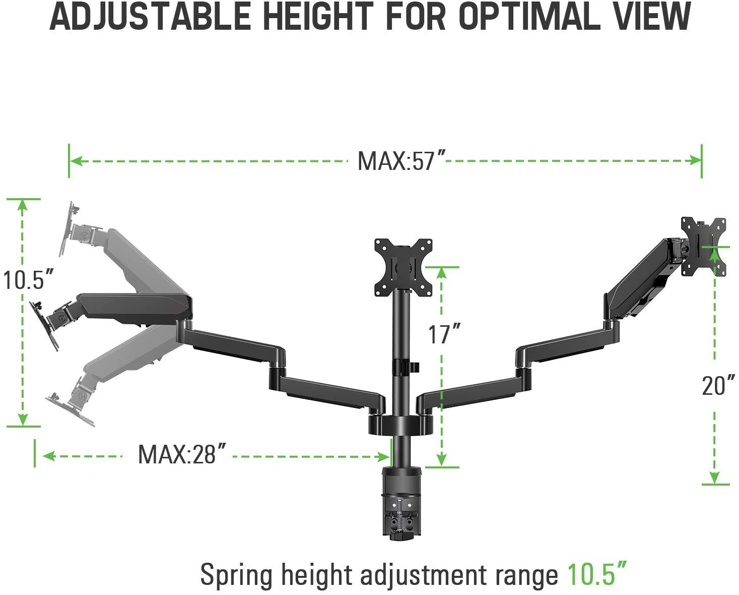 MOUNTUP Triple Monitor Stand Mount Size