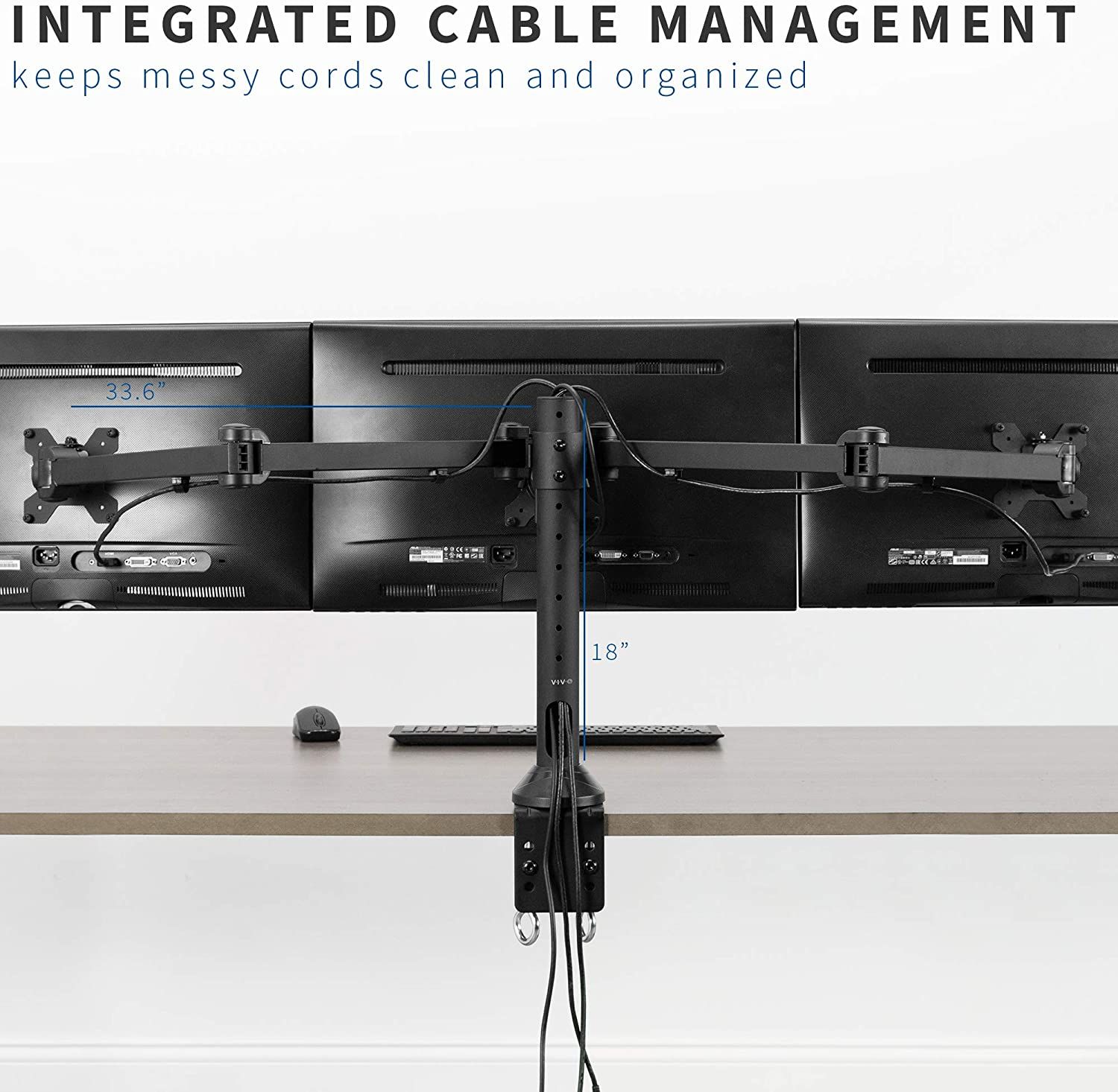 VIVO STAND-V103 Triple Monitor Desk Mount Cable Management