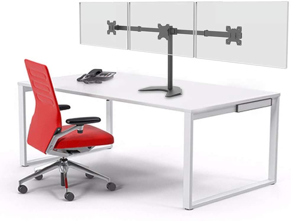 WALI Triple Monitor Free Stand Mount MF003 with Desk