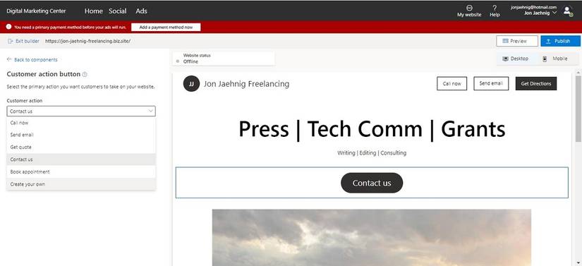How to Build a Free Website With Microsoft's Digital Marketing Center