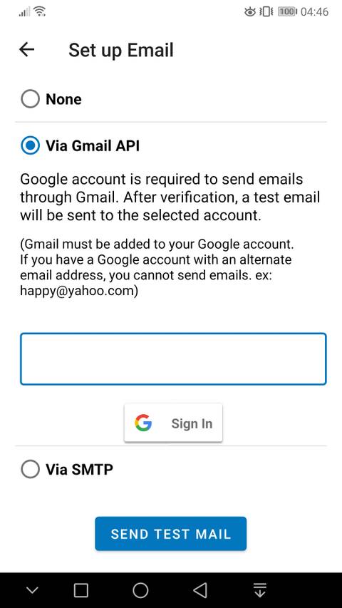 Log in your Gmail account on SMS forwarder