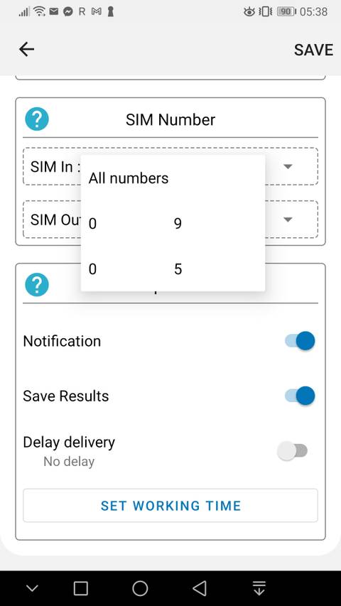 Choosing the SIM card in SMS Forwarder