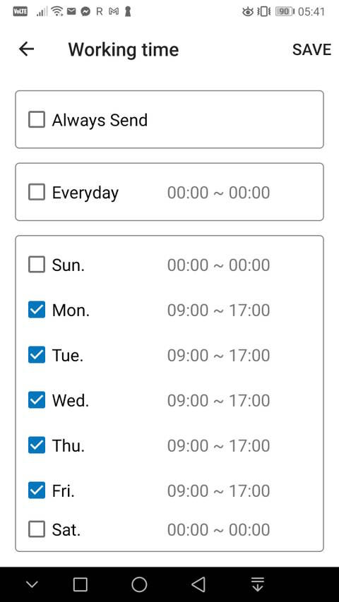 Setting working time for SMS Forwarder