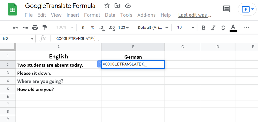 How to Use the Google Translate Function in Google Sheets