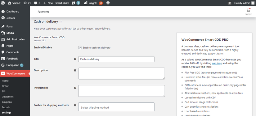 Changing The Title For COD Payment In Plugin Settings