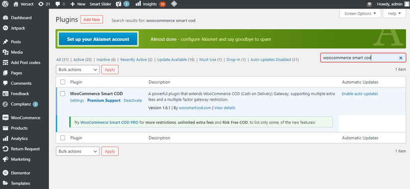 Confirming The Activation Of Smart COD Plugin