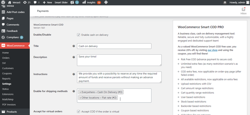 Enter The Shipping Method In Plugin Settings