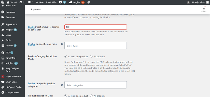 Entering The Upper Purchase Limit For COD