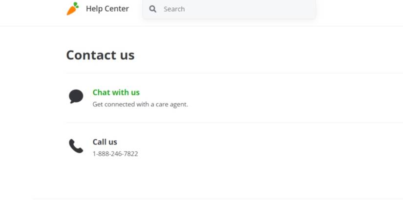 Instacart's contact options