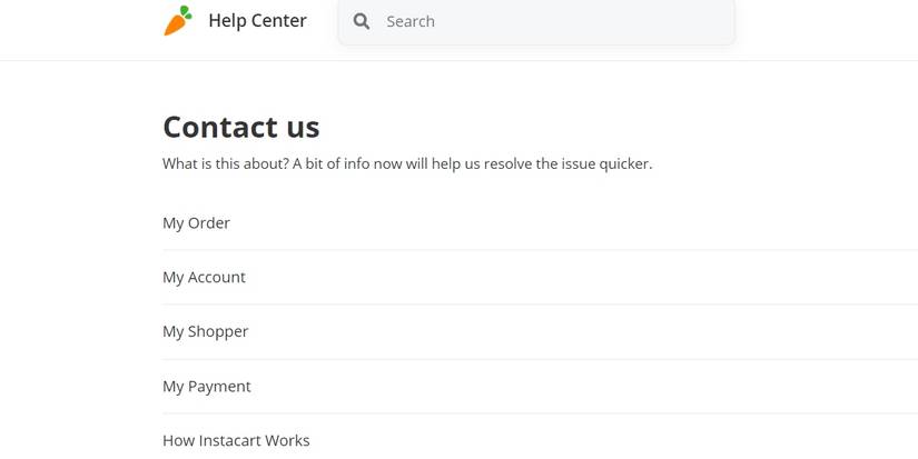 Instacart's Help Center site