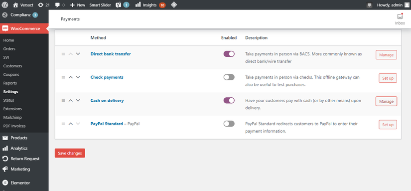 Manage Button Right Next To Cash On Delivery To Enable The Feature