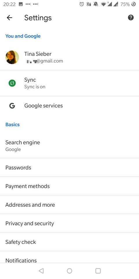 Android accounts settings multiple google accounts screenshot